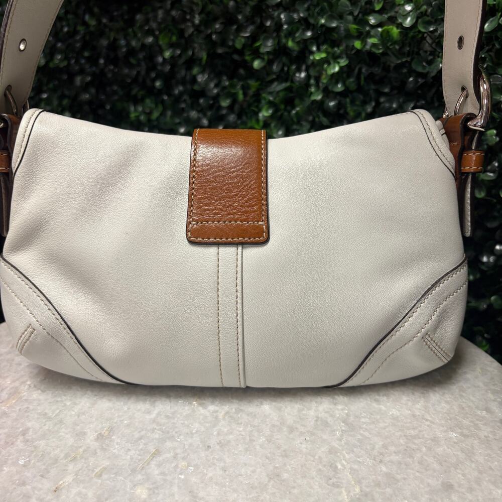 Coach SoHo Shoulder Bag white brown leather vintage y2k - Picture 10 of 15
